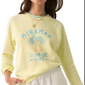 NWT Faherty Miramar Reverse Fleece Organic Cotton Yellow Sweatshirt Size Small